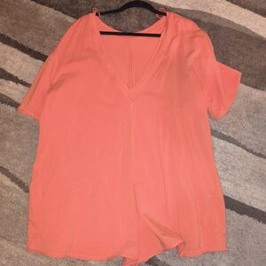 Women's Coral V-Neck Top